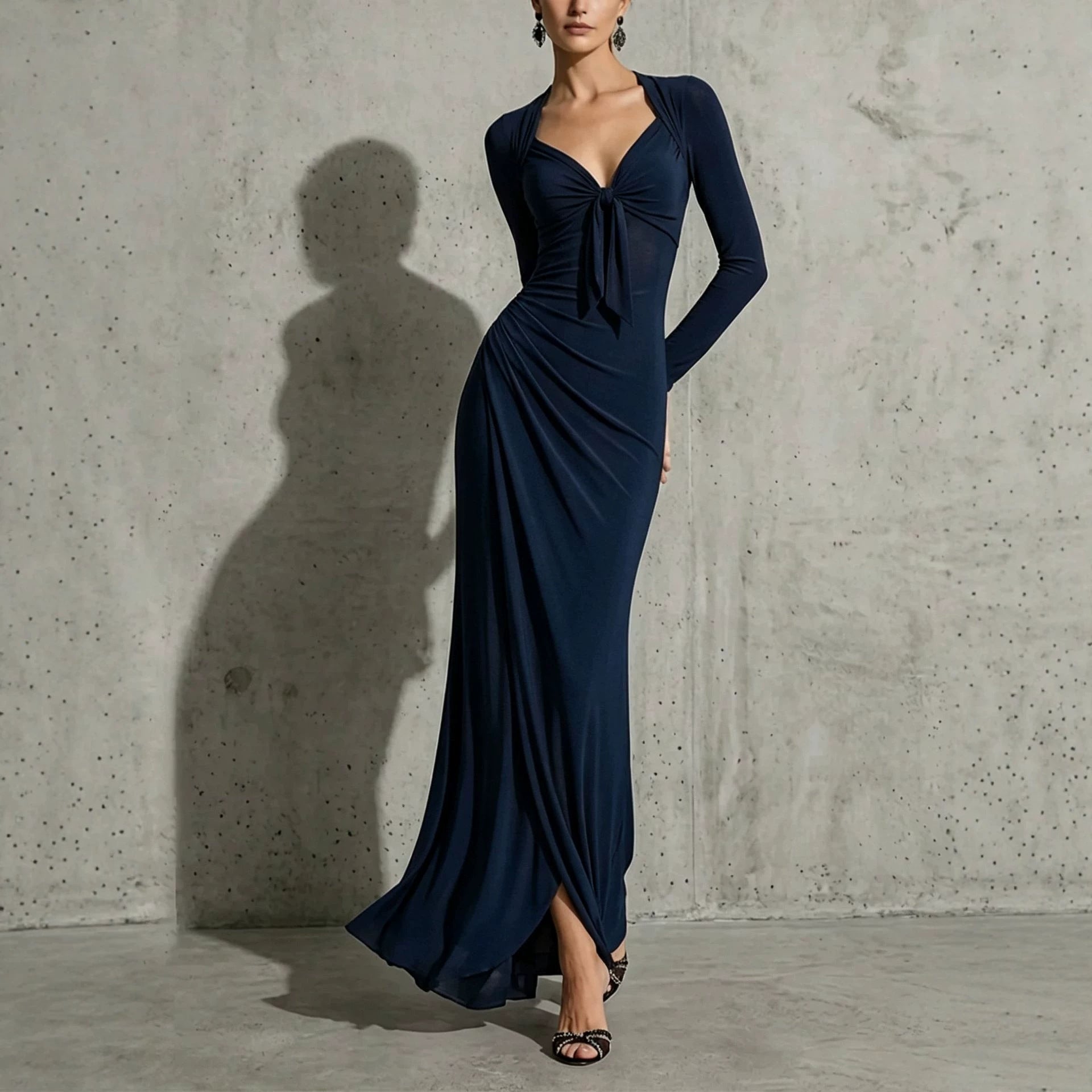 V-Ausschnitt Maxi-Kleid