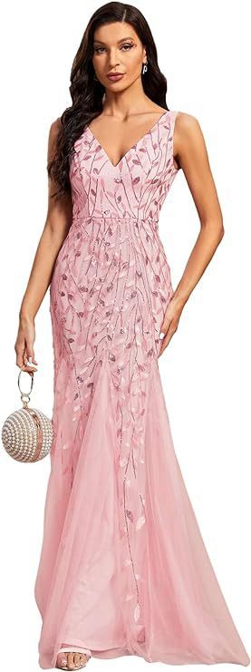 Formelles Paillettenkleid mit Doppel-V-Halsausschnitt – Bild 18 | LuxeStyle