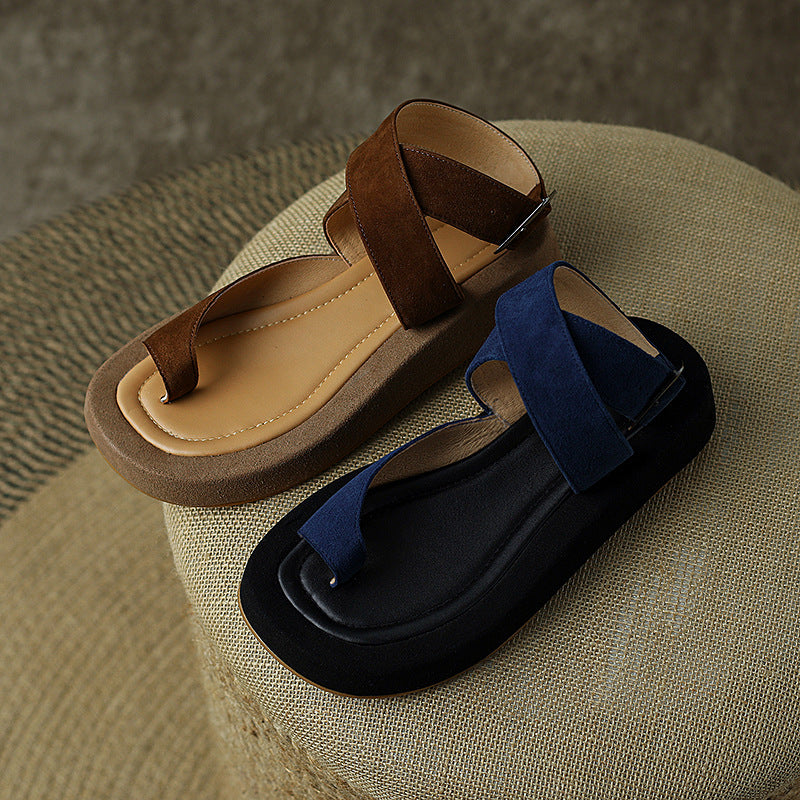 Sandalen mit runden Zehen, mittlerer Absatz, Plattform – Bild 4 | LuxeStyle