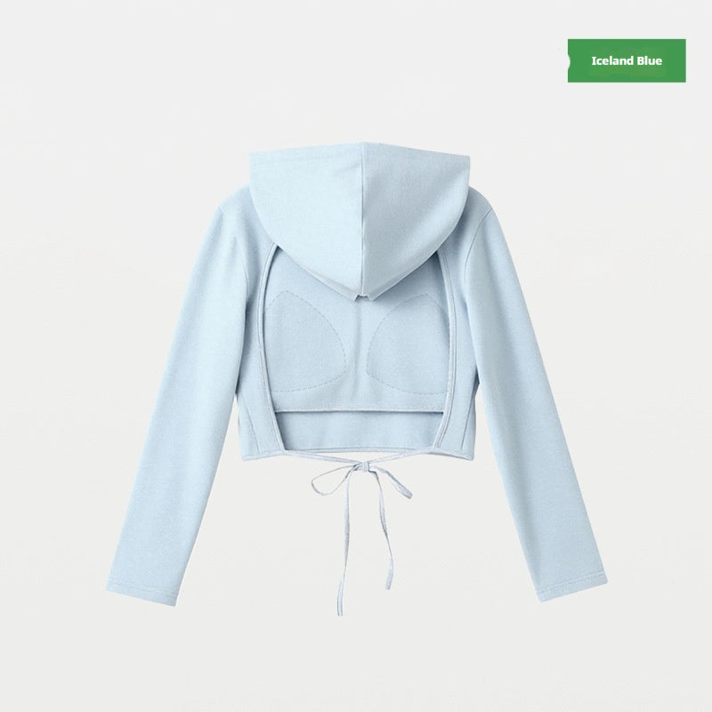 Cropped Hoodie mit integrierten Brustpolstern