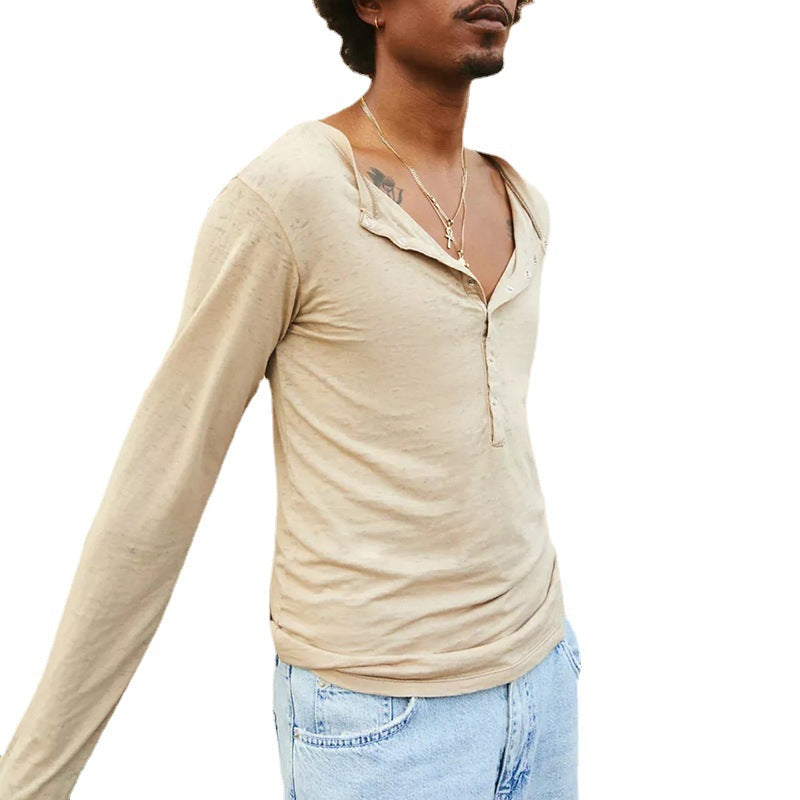 Langärmliges Herren-T-Shirt Beige – Bild 3 | LuxeStyle