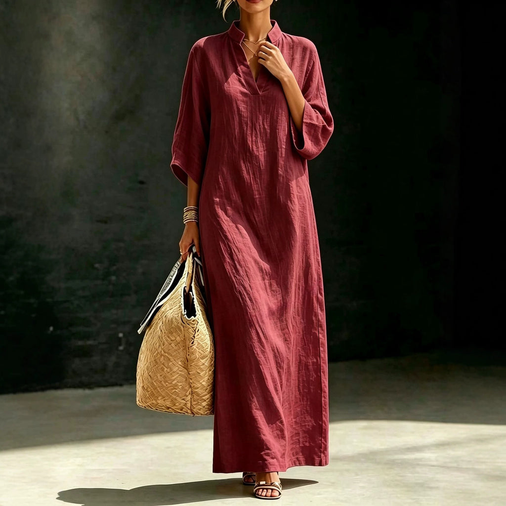 Stehkragen-Kleid mit 3/4-Ärmeln