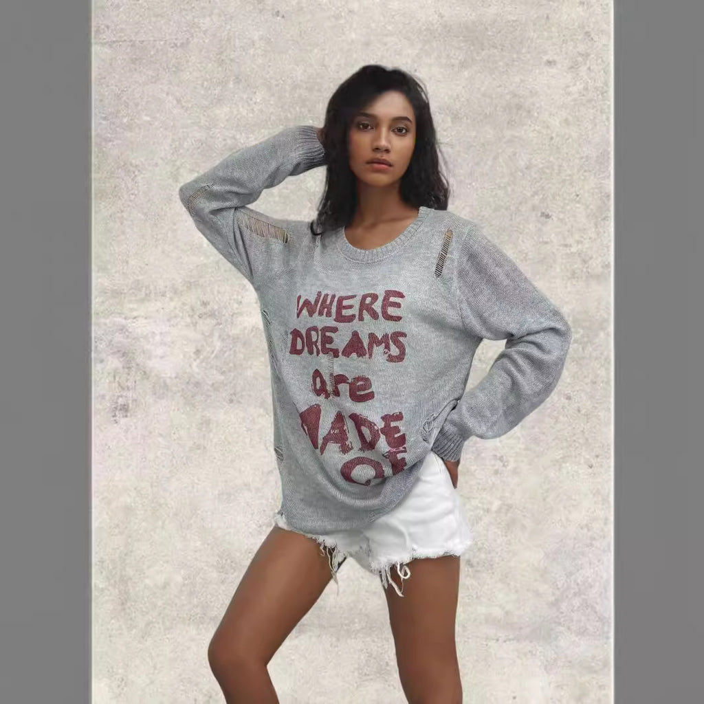 Locker sitzender Pullover mit Rundhals & Lochdetails – Bild 1 | LuxeStyle