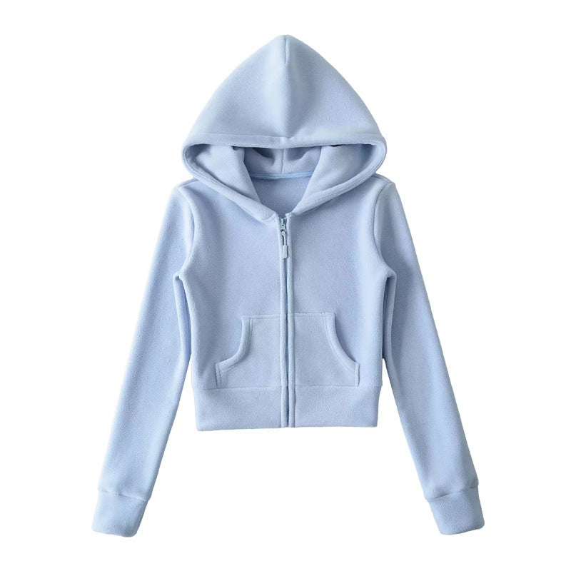Kurzer Fleece-Kapuzenpullover für Damen – Bild 9 | LuxeStyle