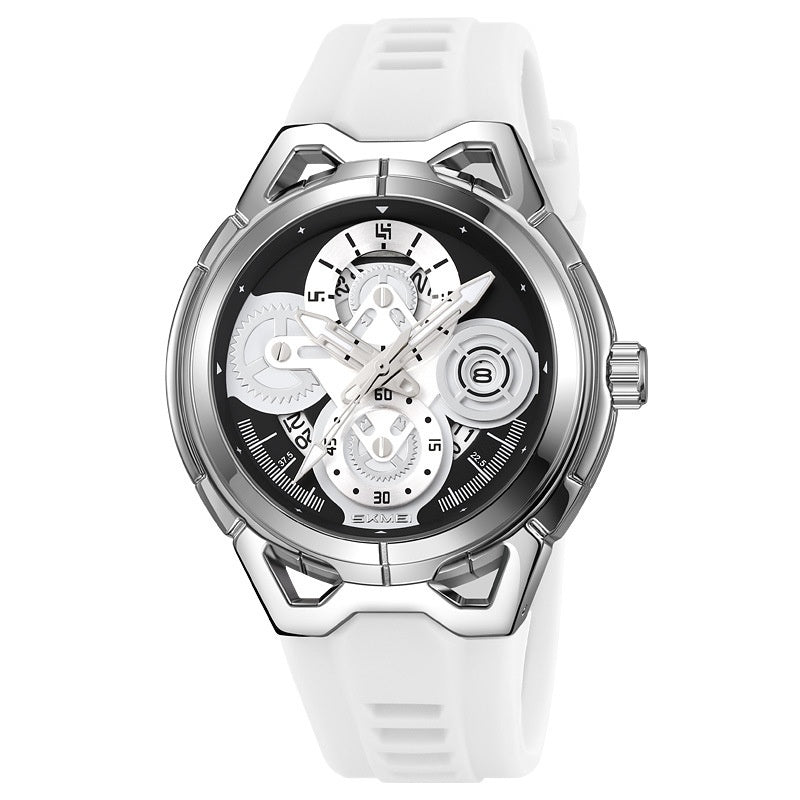 Silber-Case Uhr mit orangefarbenem Armband – Bild 6 | LuxeStyle