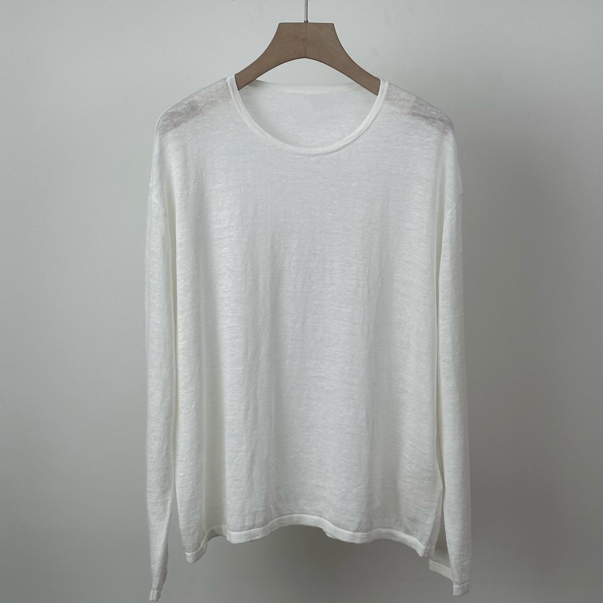 Leinen-Stricktop mit Rundhals und langen Ärmeln – Bild 1 | LuxeStyle