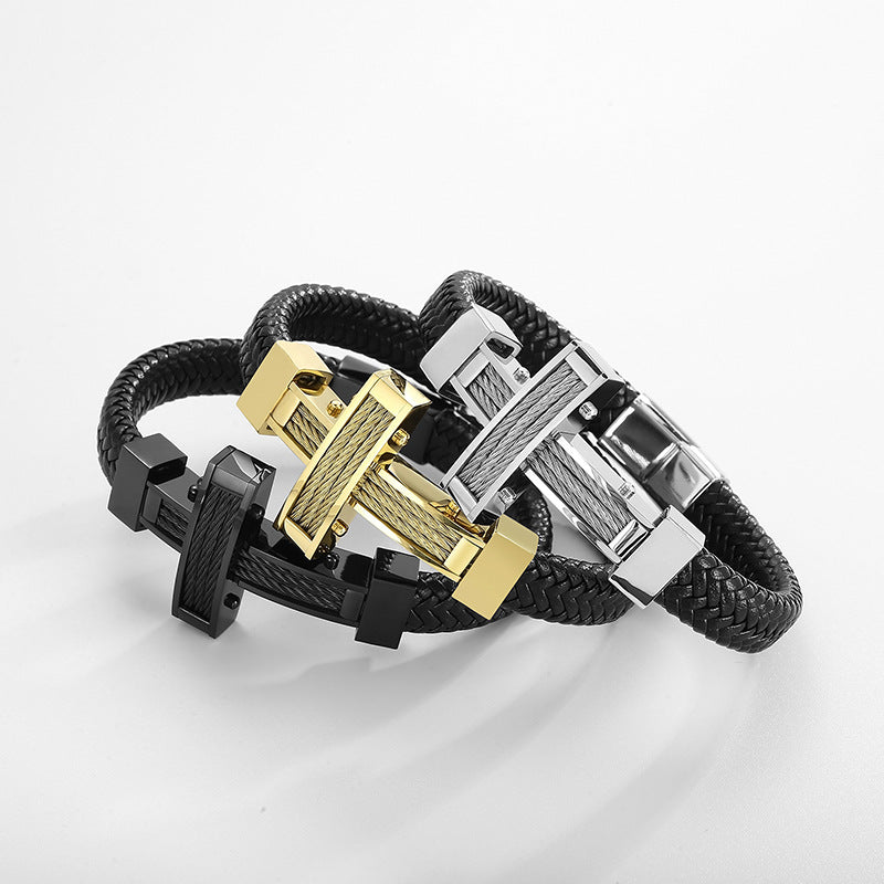 Herrenarmband aus Titanstahl mit Kreuz-Anhänger – Bild 5 | LuxeStyle