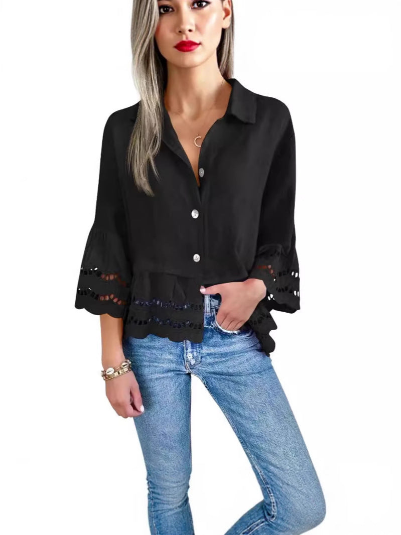 Spitzenbesetztes Langarmshirt – Bild 4 | LuxeStyle