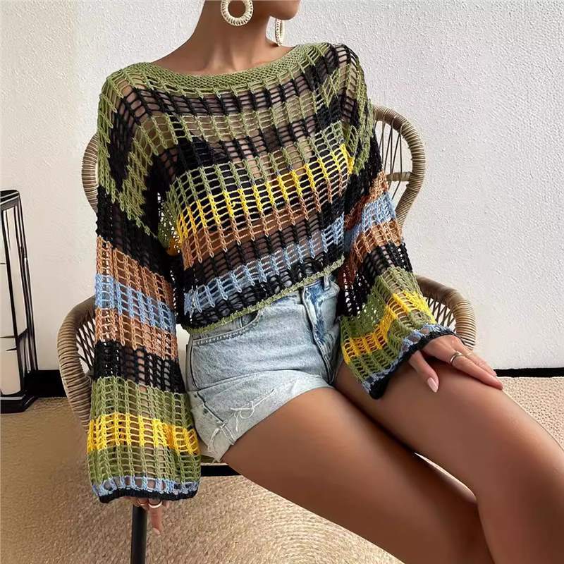 Luftiger Strandpullover mit Lochmuster