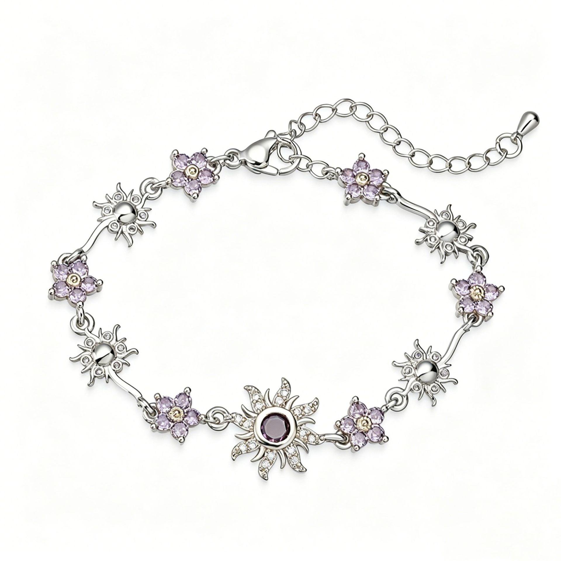 Blumen Armband oder Halskette mit Zirkonia