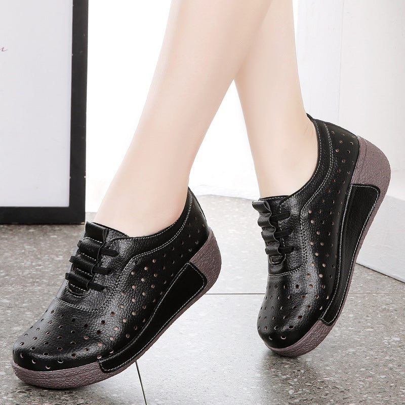 Damen-Lederschuhe mit Lochmuster – Bild 7 | LuxeStyle