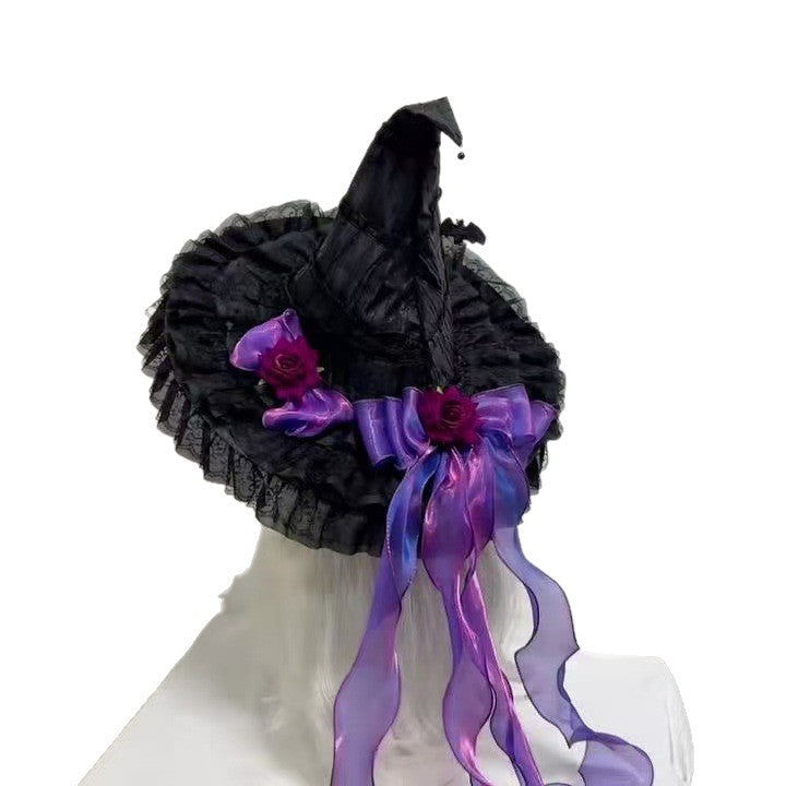 Lolita-Stirnband mit Hexenhut und Rosen