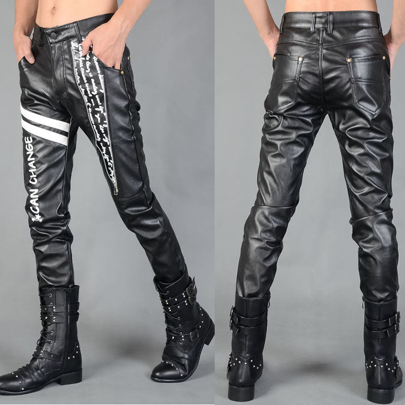 Herren Kunstlederhose mit Reissverschluss