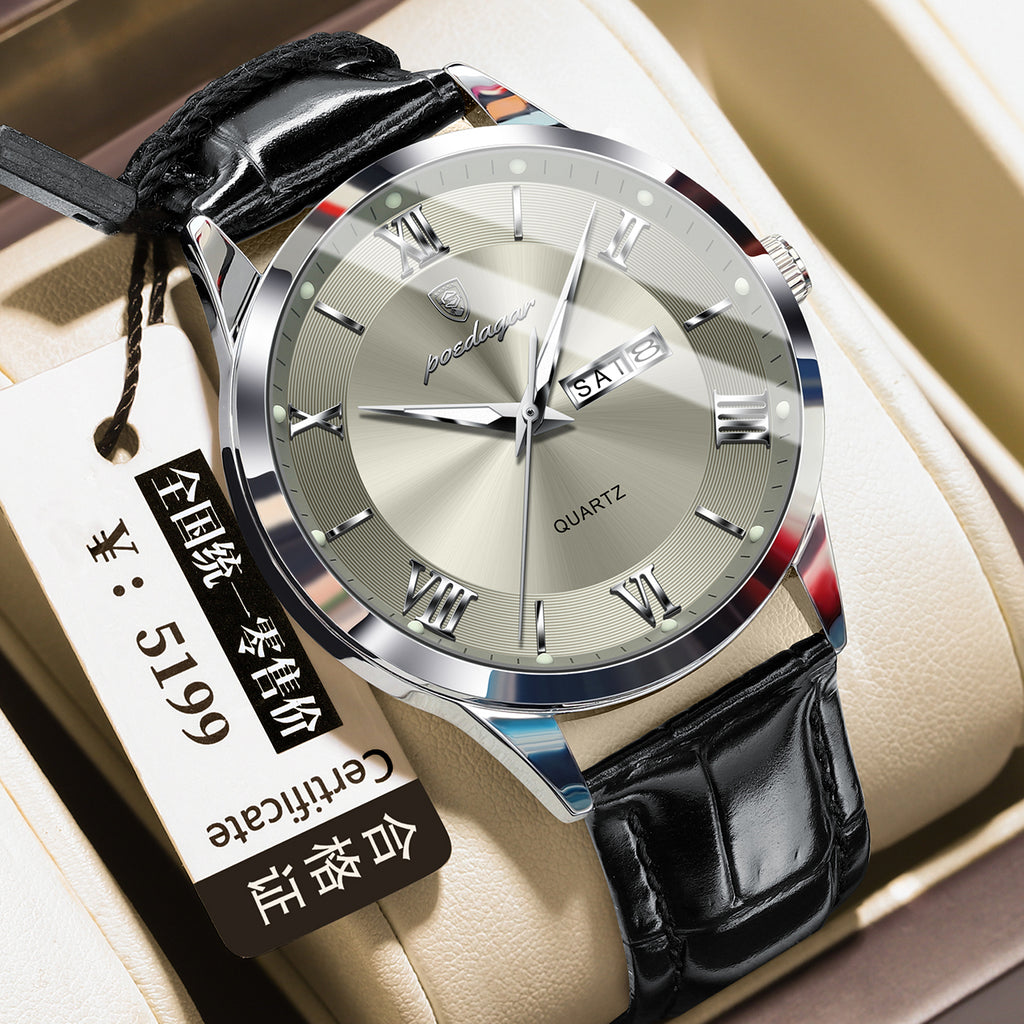 Herren-Armbanduhr mit Kalender und Leuchtzeigern