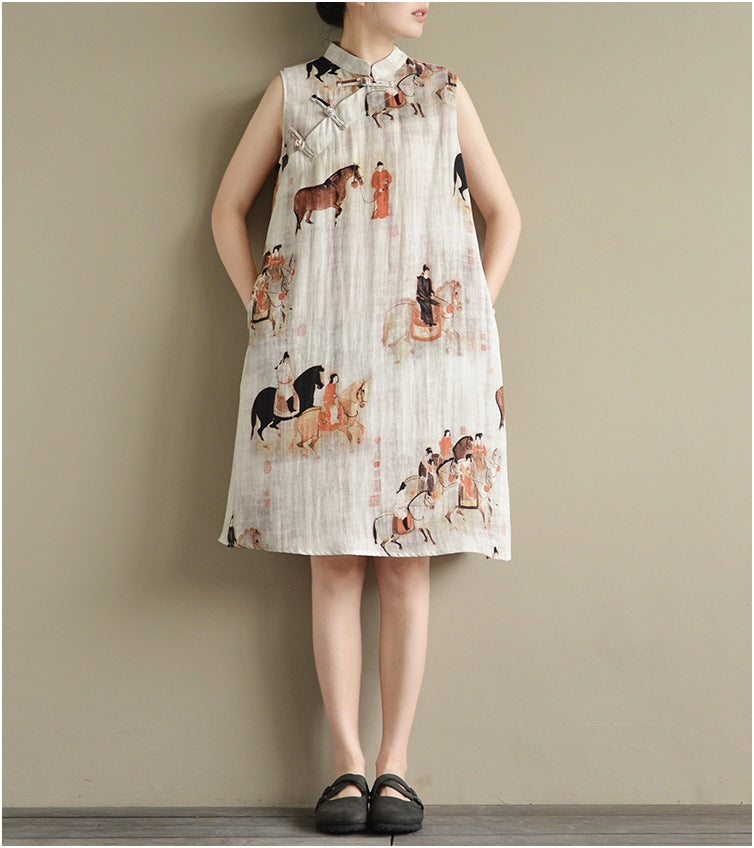 Ärmelloses Cheongsam Midikleid für Damen – Bild 5 | LuxeStyle