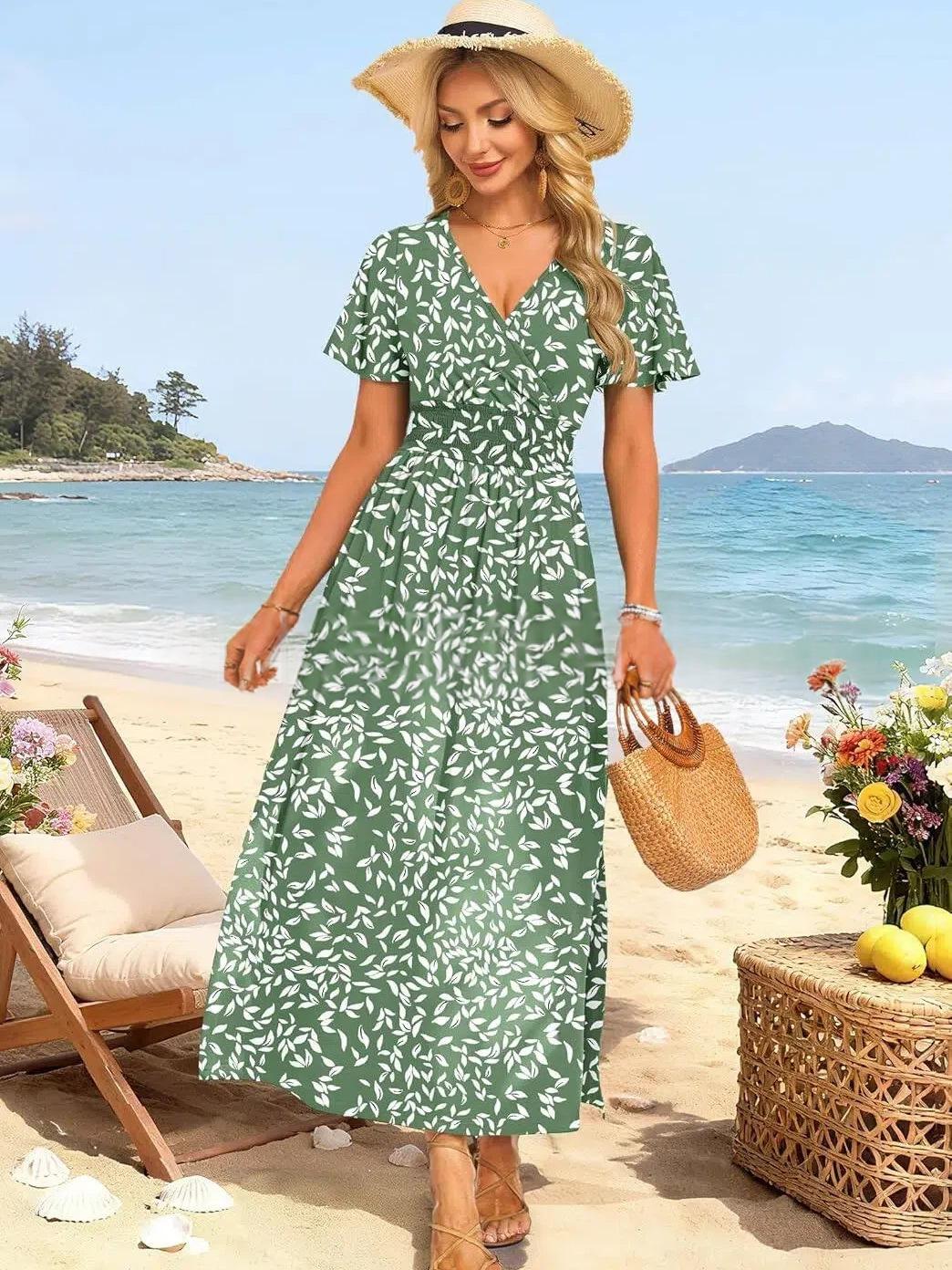 Tailliertes A-Linien Blumenkleid mit Schlitz