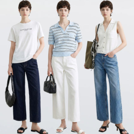 Baumwollhosen, loose, high-waist