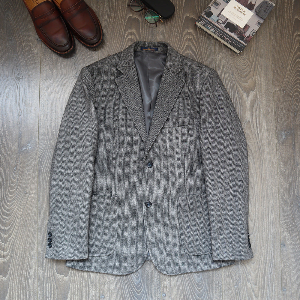 Herren Sakko Fischgrat-Muster Slim Fit – Ansicht 5