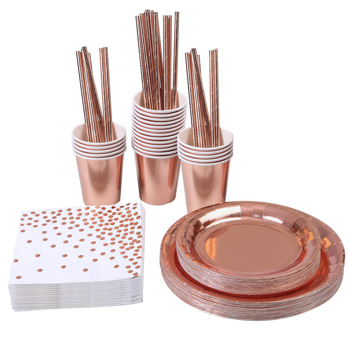 Roségold Bronze Einweggeschirr-Set – Bild 3 | LuxeStyle