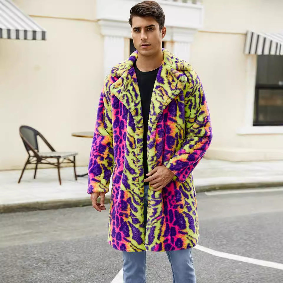 Herren Plüsch-Mantel mit Leopardenmuster – Bild 5 | LuxeStyle