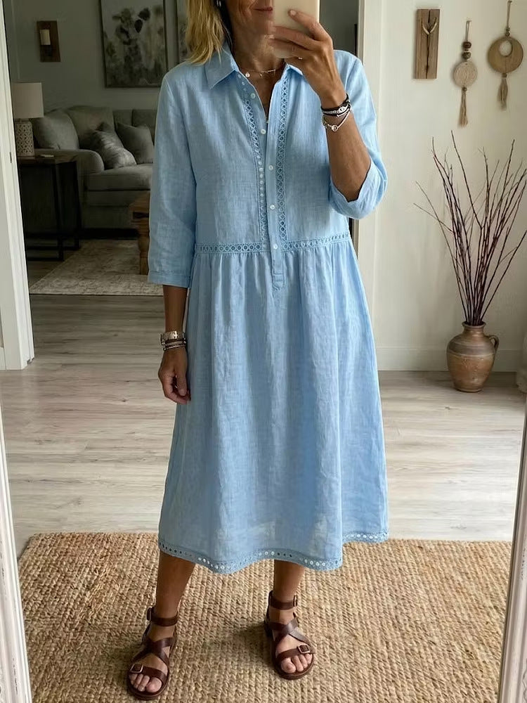 Elegant & Casual Dreiviertelarm Damenhemddress