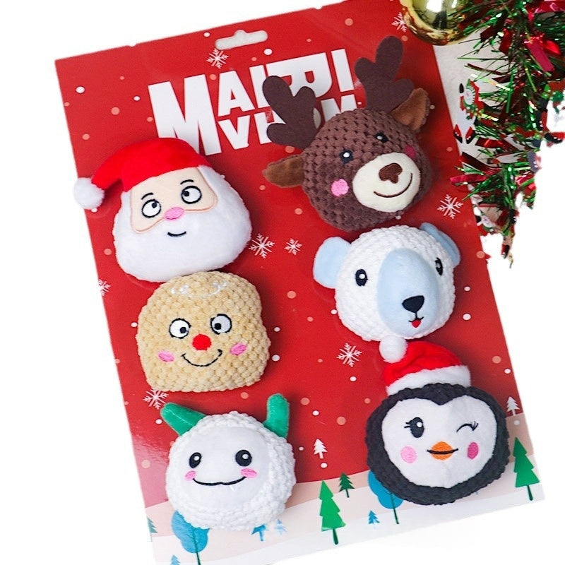 Weihnachts-Hundespielzeug-Set mit Sound (6-teilig)