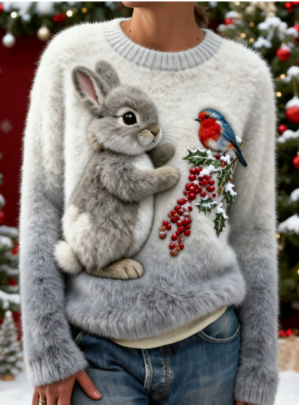 Weihnachtsmuster-Fleece-Hoodie