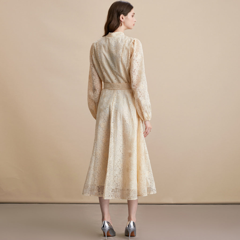 Apricot Maxi-Kleid mit Spitze und Korsett