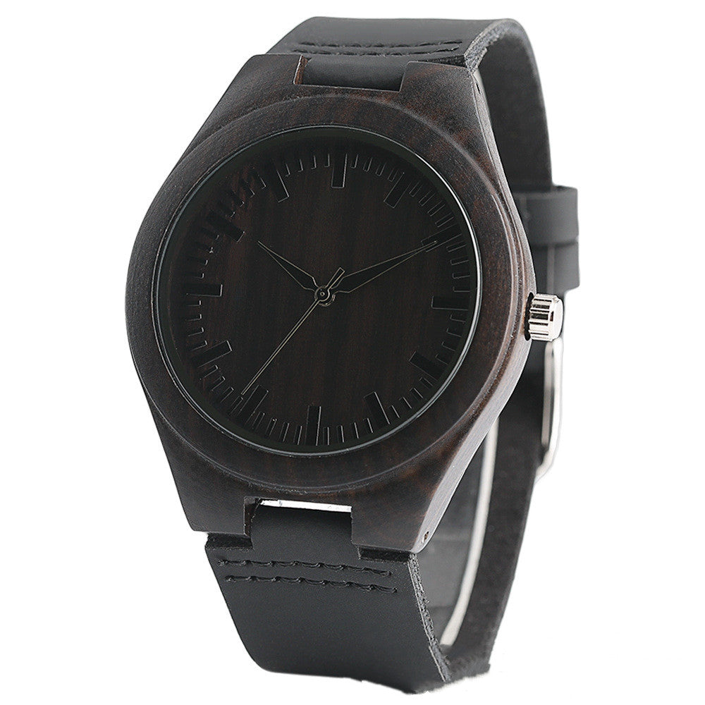 Holzgehäuse-Armbanduhr mit Lederimitatband – Bild 4 | LuxeStyle