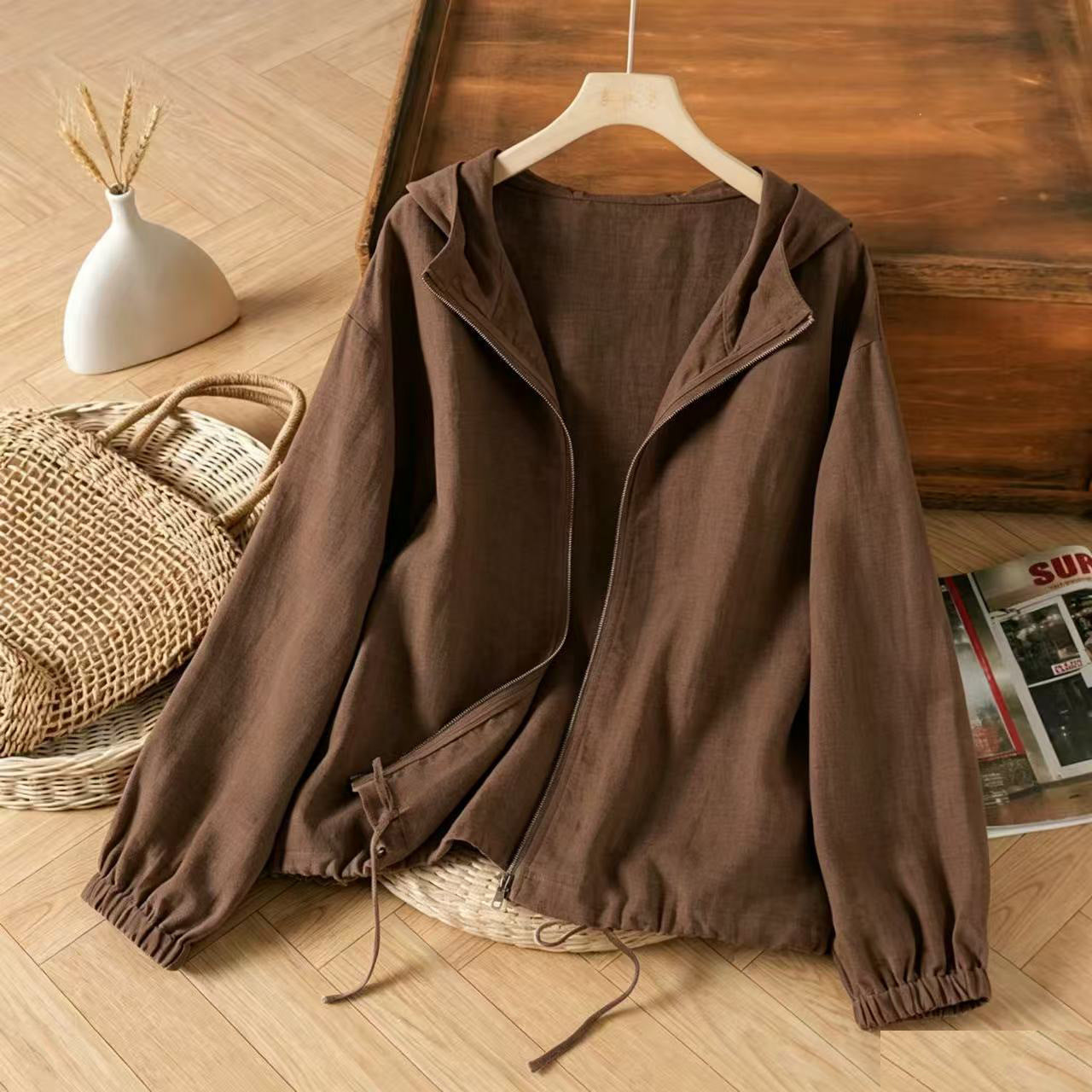Leichter Trenchcoat-Bluse mit Fledermausärmeln