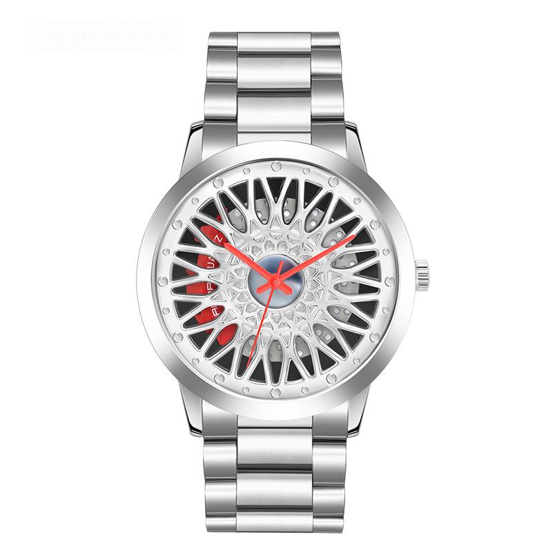 Hollow-Out Wheel Uhr, wasserdicht, Stahlband