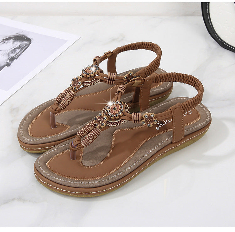 Sandalen mit Holzperlen und gewebtem Design – Bild 6 | LuxeStyle