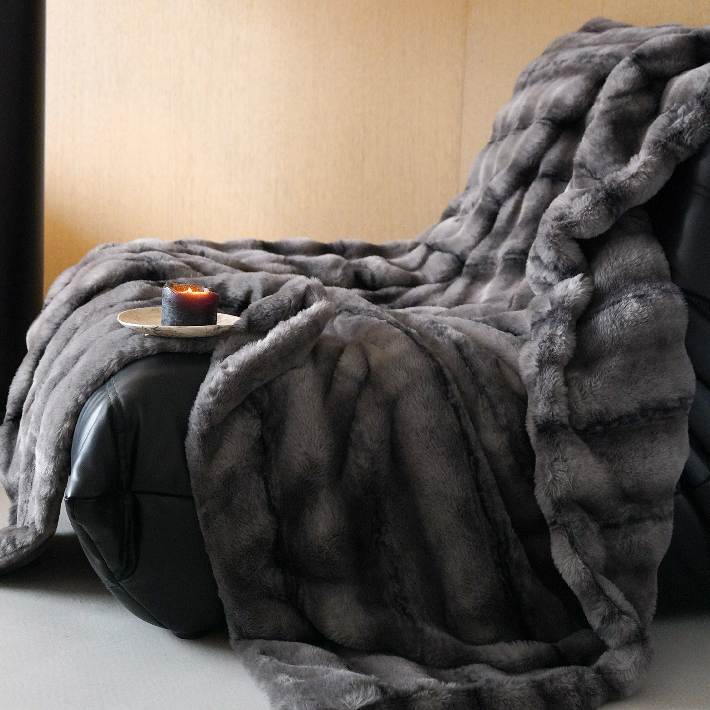 Amerikanische Luxus-Fleece-Decke mit Kaninchenfell-Optik