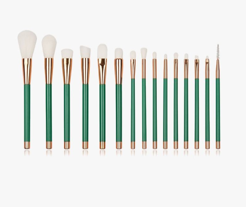 15-teiliges Make-up Pinselset mit violett-grünen Borsten – Bild 6 | LuxeStyle