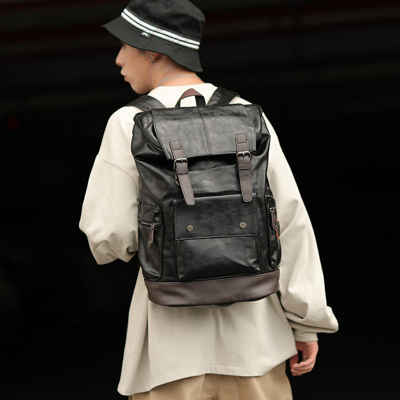 Männlicher PU-Leder Rucksack für Schule und Reisen – Bild 6 | LuxeStyle