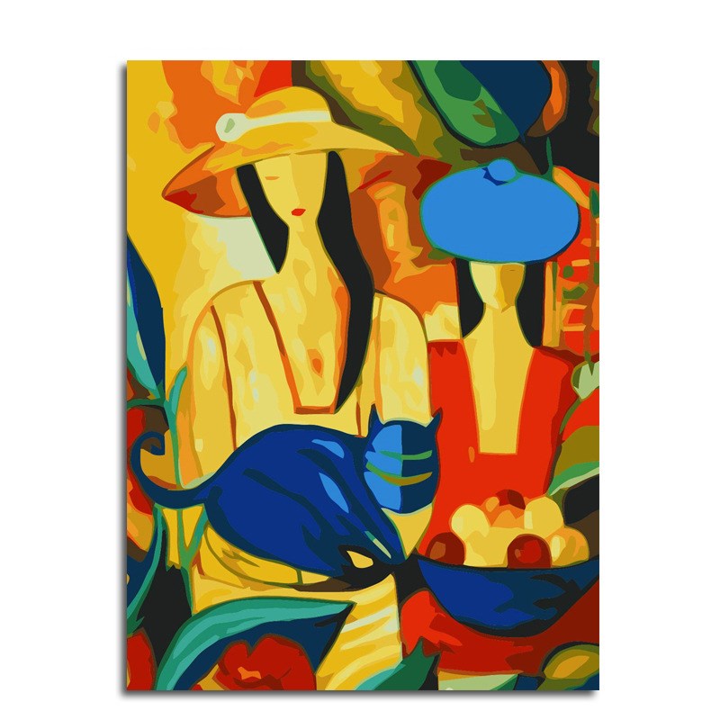 Digitaler Ölbild-Druck: Abstracte Frau und Katze – Bild 5 | LuxeStyle