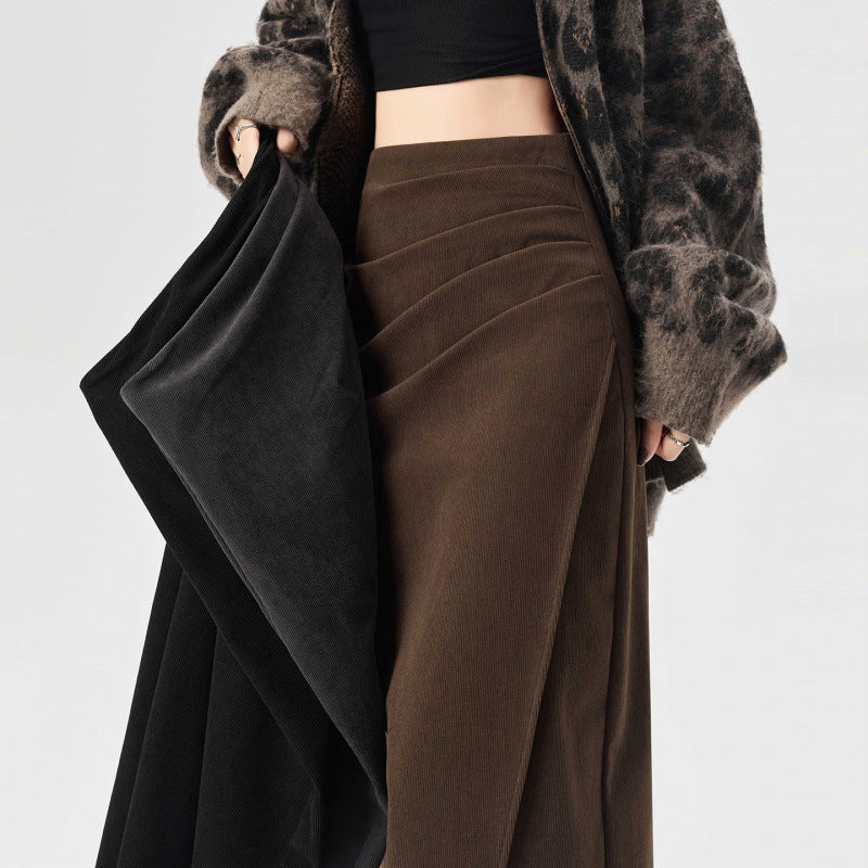High-Waist Cordrock aus Feincord
