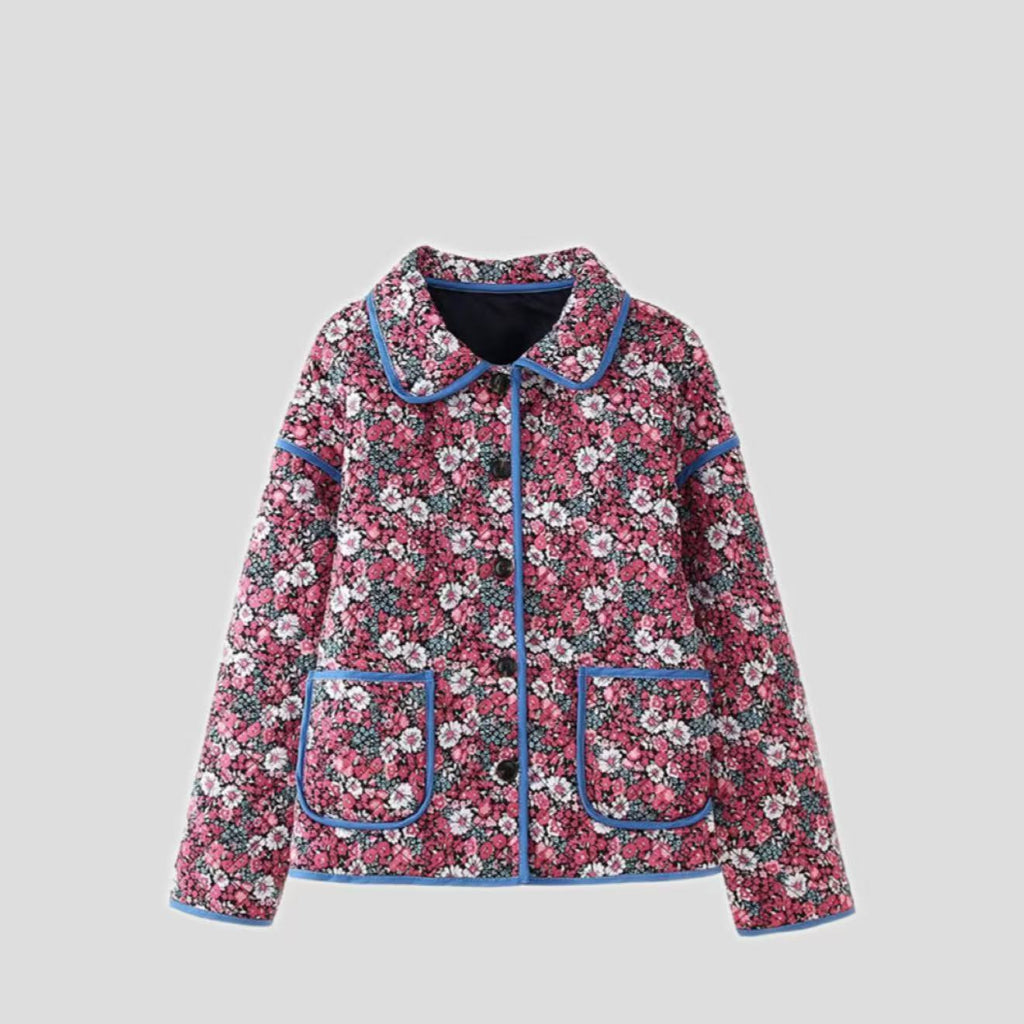 Gefütterte Damenjacke mit Blumenmuster