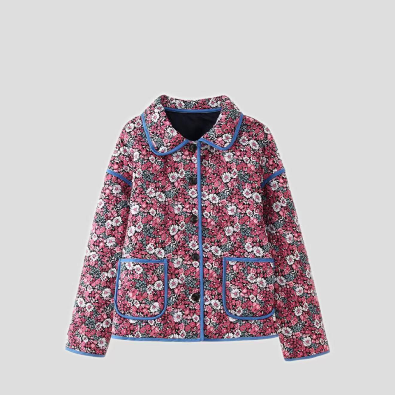 Gefütterte Damenjacke mit Blumenmuster