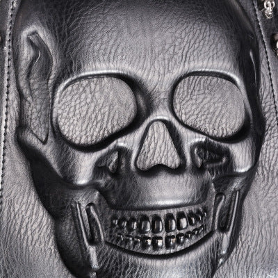 Schwarzer Leder-Rucksack mit 3D-Hood | LuxeStyle