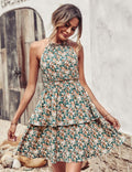 Boho Halter Minikleid mit Rüschen und A-Linie