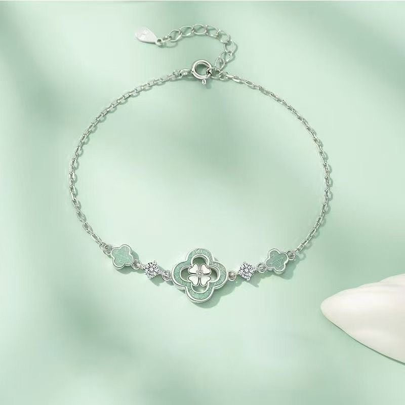 999 Silber-Armband «Trèfle» – Kleeblatt mit Zirkonia