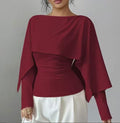 Elegantes Cape-Oberteil · Schalkragen