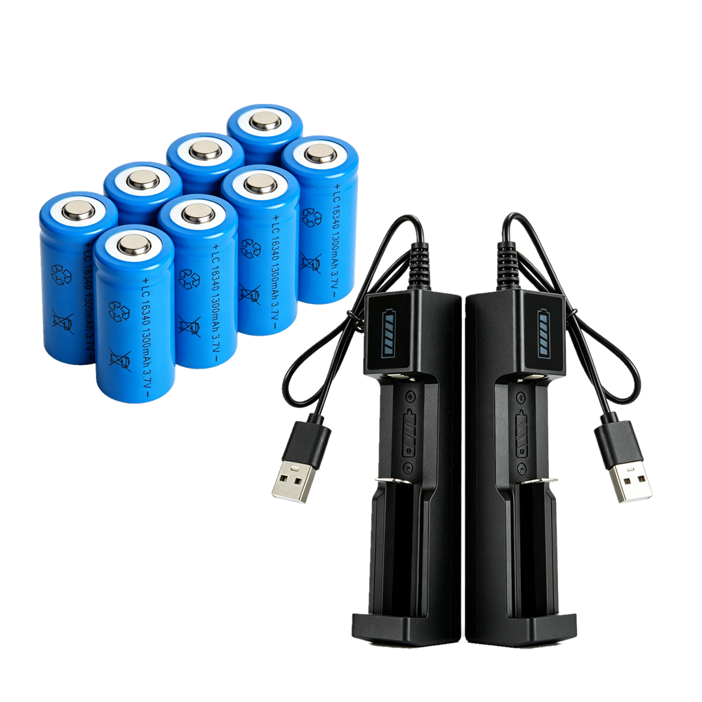 Wiederaufladbare CR123A Li-ion Akkus mit USB-Ladegerät