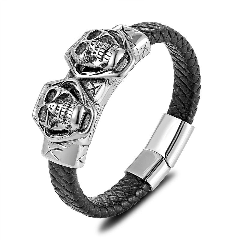 Lederarmband mit Titan-Stahl-Akzenten für Herren | LuxeStyle