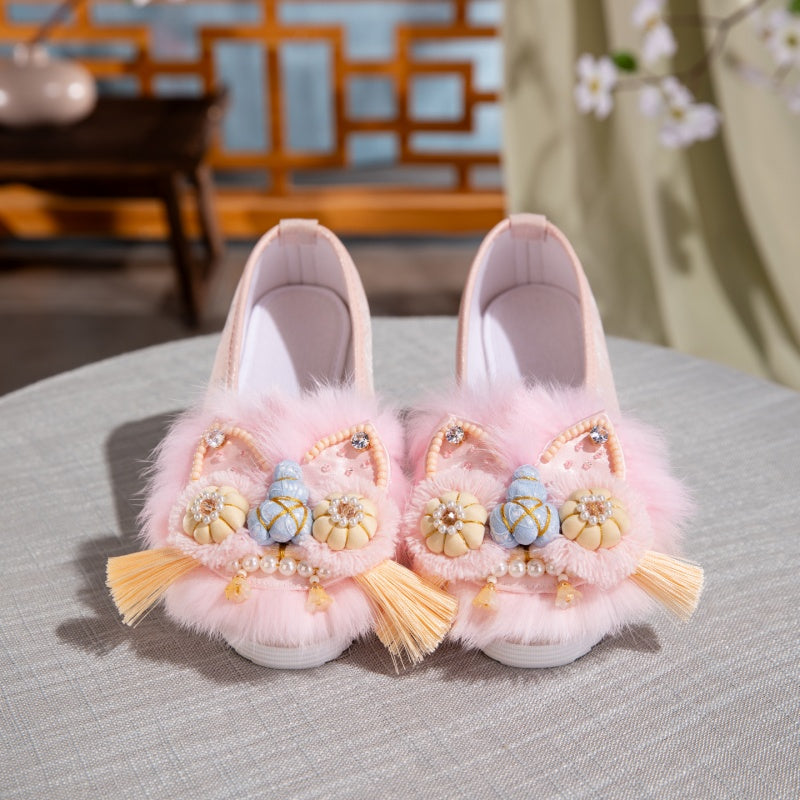 Handbestickte Löwenkopf-Sandalen für Damen