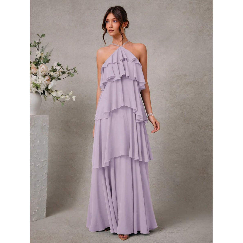 Damen Chiffon Neckholder-Kleid