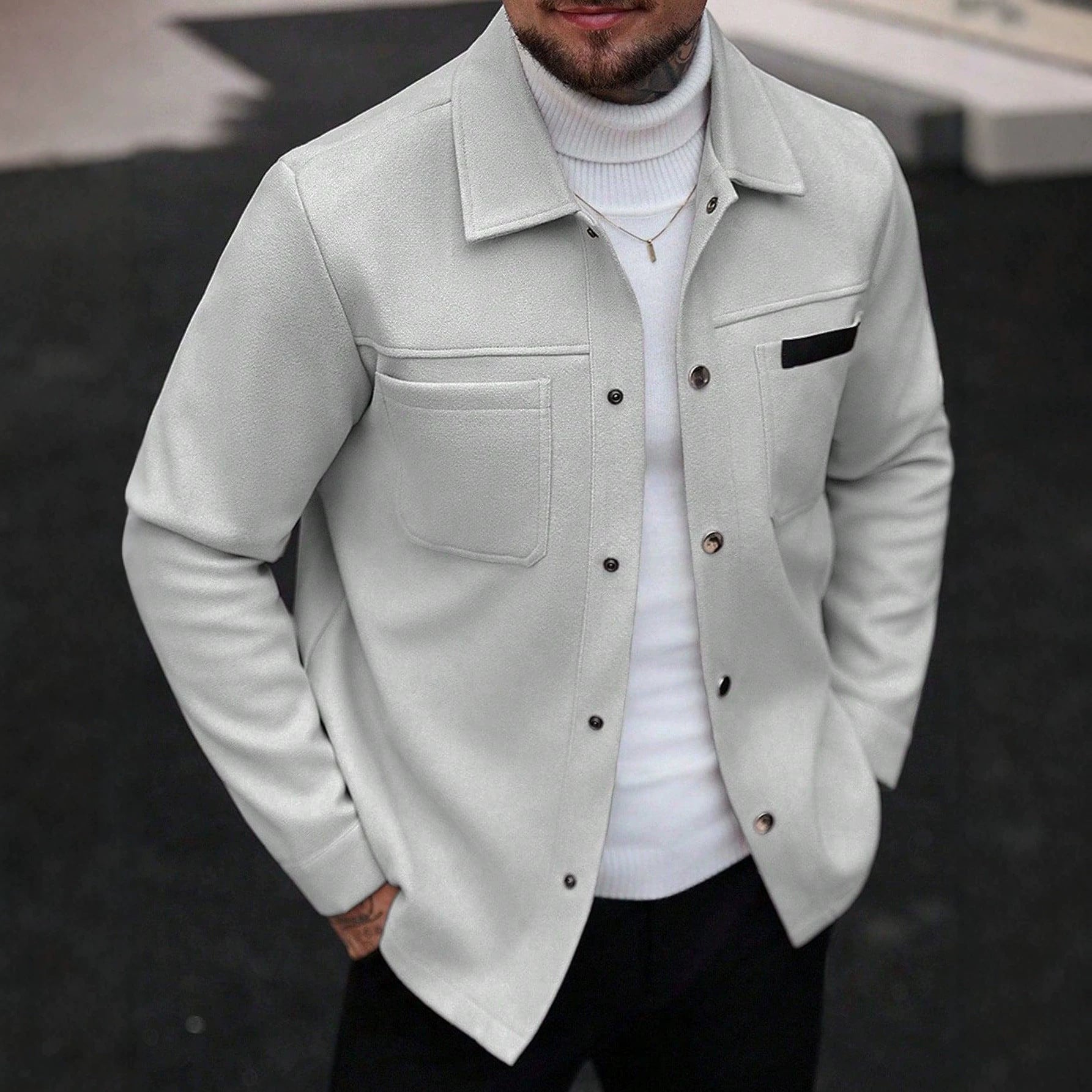 Wolljacke für Herren mit Taschen
