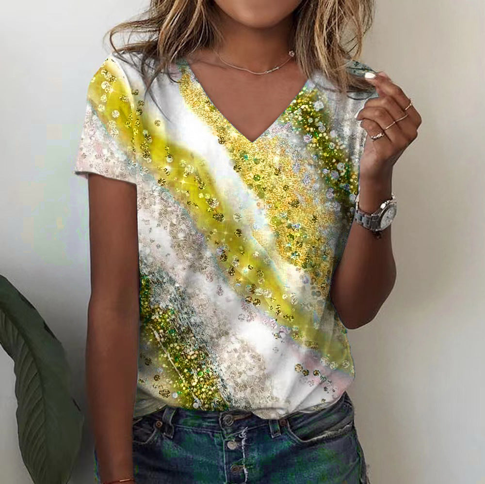 T-Shirt mit V-Ausschnitt und 3D-Effekt – Bild 7 | LuxeStyle