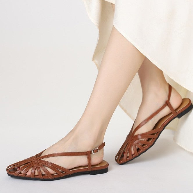 Retro-Wedge-Sandalen mit Flechtmuster